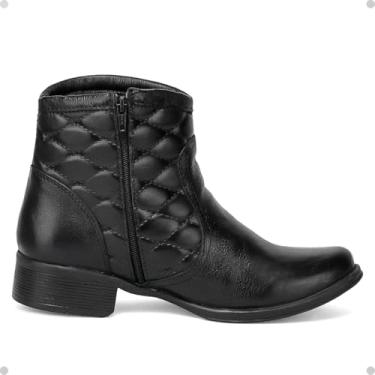 Imagem de Bota Coturno Feminino Em Couro Cano Curto Cla-Cle Elegancia e Estilo (Preto, BR, Adulto, Numérico, 40)