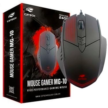 Imagem de Mouse Gamer C3 Tech Mg-10bk 2400dpi Preto Com Led Azul/Verde