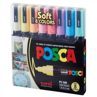 Imagem de Caneta Posca PC5M Tons Pastel Ponta 1.8 - 2.5mm C/8 Cores