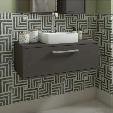 Imagem de Gabinete Suspenso para Banheiro Com Cuba Branca 80cm 1 Porta Basculante Alice