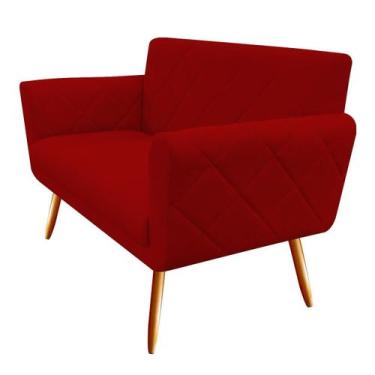 Imagem de Namoradeira Decorativa Sabrina Suede Vermelho Pés Madeira Ms Decor - M