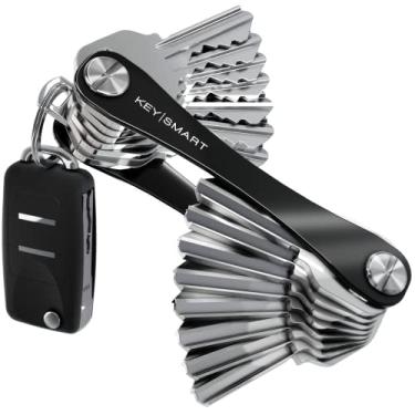 Imagem de Porta-chaves KEYSMART para chaveiro – Organizador de chaves compacto para chaveiro, chaveiros EDC minimalistas, sem bagunça, chaveiro para porta-chaves de carro, expansível (até 14 chaves, preto)