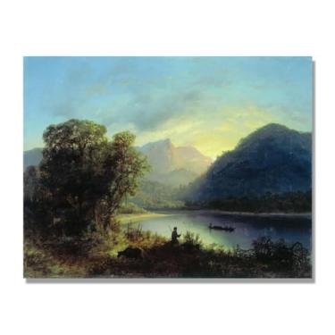 Imagem de Lev Lagorio Prints. Pintura de arte de parede paisagem marítima. Pôster de reprodução de impressões em tela de paisagem para decoração de casa. (Lago da montanha). Somente tela de 60 x 80 cm - 23,7 x