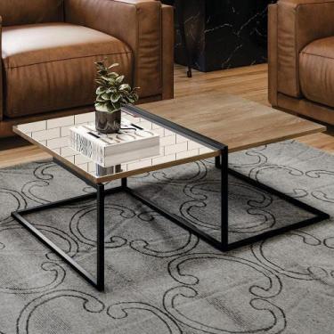 Imagem de Mesa de Centro com Vidro Barcelona Demolição Preto - CasaH