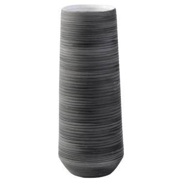 Imagem de Vaso preto de 33 cm de altura para decoração de casa com detalhes em tendências de 2025, vaso grande cinza para centros de mesa serve para decoração moderna de meados do século, vasos grandes altos