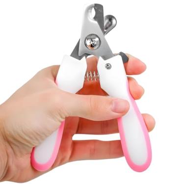 Imagem de Cortador de Unhas Premium para Pets Cachorro Gato com Lixa Kit 2 Peças Rosa e Branco em Aço Inoxidável Alicate de Higiene Ferramenta de Cuidados Porte Pequeno Médio Grande