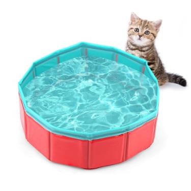 Imagem de Tinoaly Brinquedo de piscina para gatos, 29 x 10 cm, dobrável, para animais de estimação, aquário, brinquedo interativo para animais de estimação, presente divertido para banheiro, ambientes internos