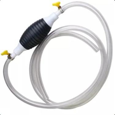 Imagem de Bomba de Sucção Manual com Mangueira Transparente Sifão Transferência De Água Combustíveis Óleo Gasolina Acompanha Abraçadeira Universal Portátil Sugar Retirar Líquidos