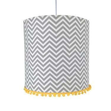 Imagem de Lustre Tubular Pompom Chevron Cinza Quarto Bebê Infantil - Potinho de 