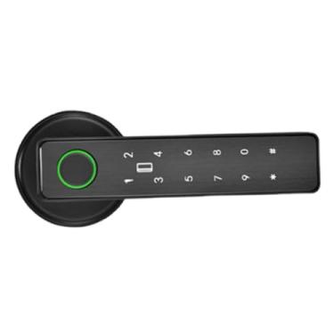 Imagem de Generic Maçaneta de porta inteligente, fechaduras eletrônicas digitais, fáceis de instalar, fechadura multifuncional sem chave para portas externas de madeira, Preto