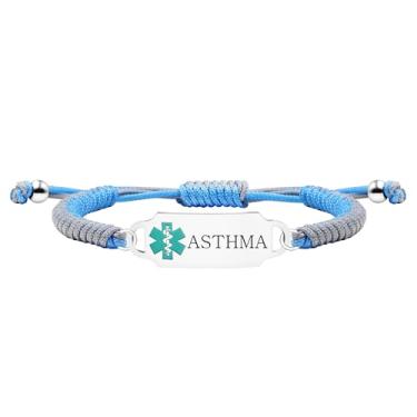 Imagem de Zircobic Pulseira de alerta médico personalizável – Etiqueta de aço inoxidável de identificação de emergência gravada a laser, cordão hipoalergênico ajustável de dois tons, para uso diário e