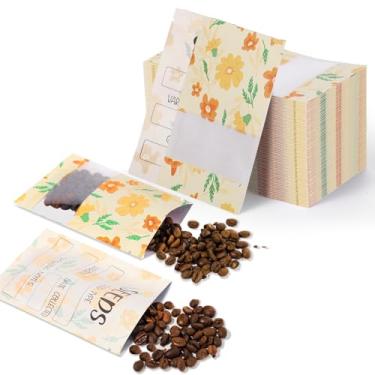 Imagem de 120 envelopes de sementes com janela transparente pacotes de sementes de flores de 9 x 13 cm, envelope de armazenamento de sementes resseláveis para embalagem de armazenamento de sementes de vegetais