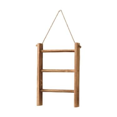 Imagem de Wswqop Toalheiros de madeira, decorativos rústicos, escada para cobertores, pendurados na parede, 3 níveis, porta-toalhas de mão para hotel, cozinha, casa, Madeira Velha