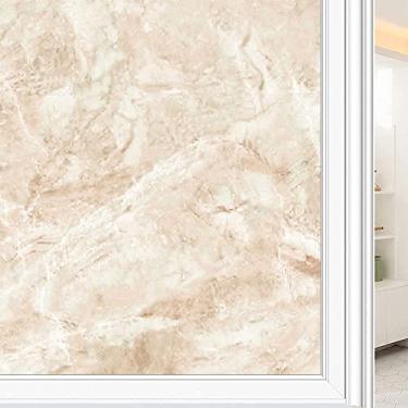 Imagem de Película de janela de privacidade de mármore, textura de estilo mármore, filme de vidro para sala de estar e escritório em casa, L90 x C 190 cm