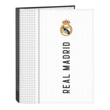 Imagem de Real Madrid 1st Team 24/25 – Pasta com 4 anéis, ideal para crianças de diferentes idades, confortável e versátil, qualidade e resistência, 26,5 x 33 cm, branco/cinza