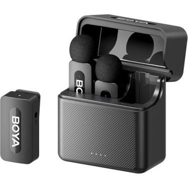 Imagem de Microfone Sem Fio Boya By-v35 3.5mm Trs Canal Duplo Preto, Até 100m de Alcance, Cancelamento de Ruído, Até 36h, Microfone para Câmera, Entrevistas, Tutoriais e Conteúdo Ao Vivo