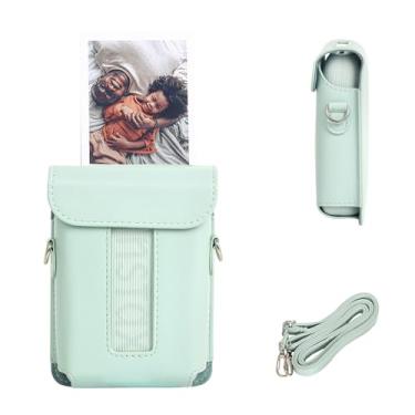 Imagem de VOVMOEYA Capa Para Fujifilm Instax Mini Link 3, Magnética De Poliuretano Fuji 3 Com Alça Ombro Interna Microfibra Macia - Verde-Sálvia