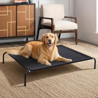 Imagem de Cama elevada para cães, berço elevado ao ar livre para cães grandes, impermeável para interior e exterior, berço de rede refrescante com malha respirável, preto, 113 cm