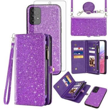 Imagem de Asuwish Capa de telefone para Samsung Galaxy A53 5G Carteira com zíper capa celular destacável com protetor de tela de vidro temperado cordão alça flip porta-cartão A 53 G5 53A SM A536U 6,5 polegadas