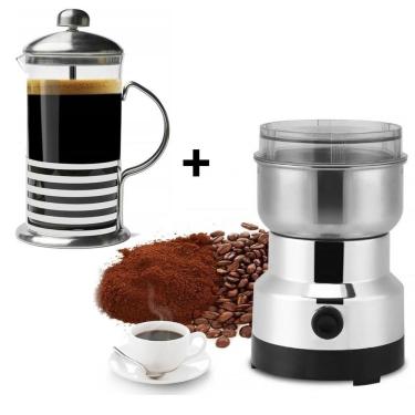Imagem de Kit Cafeteira Prensa Francesa 350Ml +Moedor De Café Elétrico