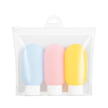 Imagem de Kit Viagem Frascos 60ml com Estojo – 3 Unidades para Shampoo, Creme e Sabonete, Anti Vazamento