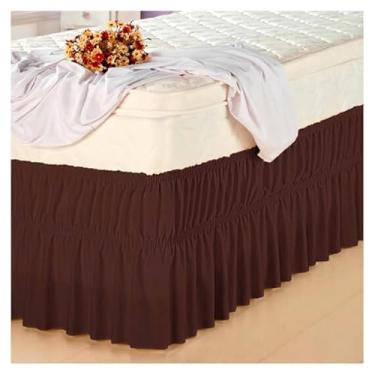 Imagem de Saia Cama Box Queen Malha - 1,60m x 2,00m x 35cm Seven Têxtil (Tabaco)