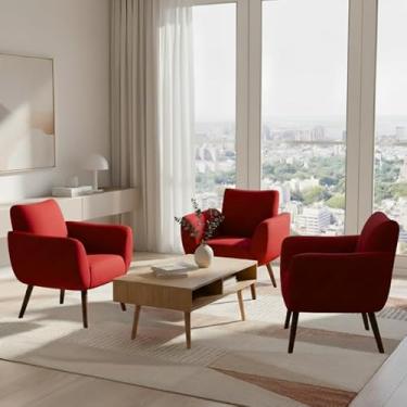 Imagem de Kit De 3 Capas Para Cadeira Poltrona Opala Em Malha Gel Premium Lisa Avulsa Ajustável (Vermelho)