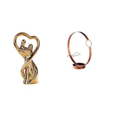 Imagem de Fenteer Casal Estatueta Estátua Lembranças Escultura Ornamento Aniversário Família Ferro Suporte para Garrafa de Vinho Prateleiras Exibição Organizador de Met