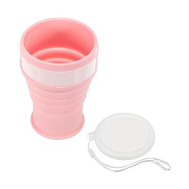 Imagem de Copo dobrável, copo dobrável de silicone portátil de 350 ml, para acampamento, caminhada, ao ar livre, rosa