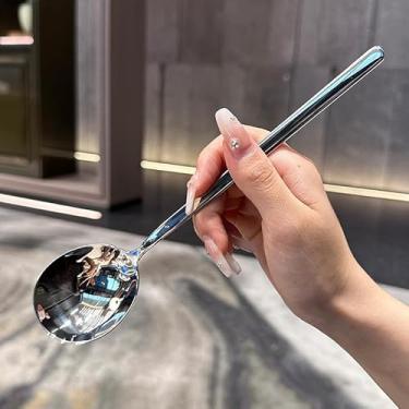 Imagem de 1 colher de aço inoxidável coreana de cabo longo colher de sopa espessa para mexer