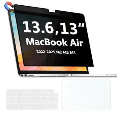 Imagem de Halloive Protetor de tela magnético de privacidade compatível com MacBook Air 13,6/13 polegadas (2022-2025, M2, M3, M4), capa rígida + capa de teclado + protetor de tela cristalino anti-espião