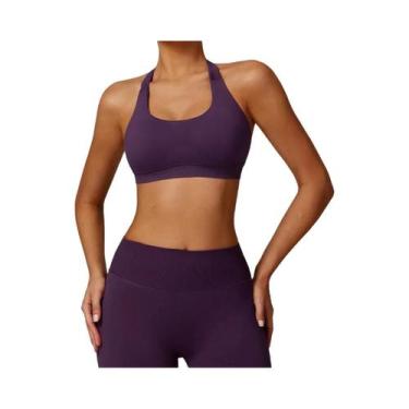 Imagem de Top De Ginástica Sem Costura Para Mulheres, Sutiã Esportivo Sem Costas