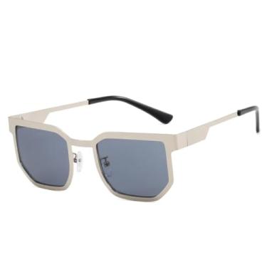 Imagem de Óculos de sol punk metal fashion masculino e feminino, óculos para esportes ao ar livre, viagem, dirigir, pesca, UV400 (cinza prateado)