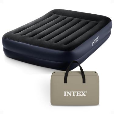 Imagem de Intex Colchão de ar, 64123ED Dura-Beam Plus Travesseiro Fiber-Tech – Queen Size – Bomba elétrica embutida – Altura da cama de 42 cm – Capacidade de peso de 272 kg