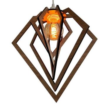 Imagem de Lustre Luminária Pendente Teto Sala Balcão Diamante Carvalho - Caroá, 