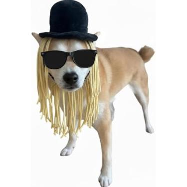 Imagem de ComfyCamper Cartola com fio de cabelo peruca fantasia de cachorro para cães XXS XXL Perucas de animais de estimação acessório para cabeça cosplay fantasias de Halloween, G