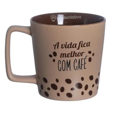 Imagem de Zonacriativa – Caneca Buck Café 400ml em Cerâmica Marrom | Design Redondo, Estilo Rústico e Conforto para o Dia a Dia