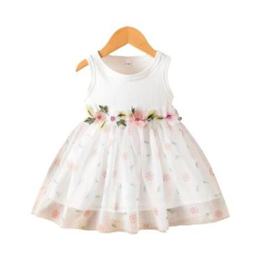 Imagem de Vestido De Festa Floral Sem Mangas Para Bebê Menina De 0 a 3 Anos Pres
