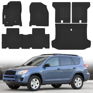 Imagem de Tapetes de chão, porta-malas e tapete de encosto compatível com Toyota RAV4 2006-2012, proteção para todos os climas, tapetes antiderrapantes e forro de carga para Toyota RAV4 2006-2012 acessórios