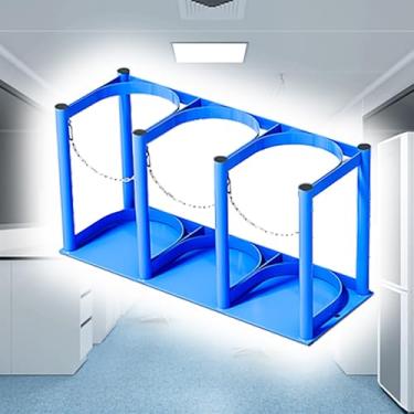 Imagem de Suporte de tanque de oxigênio pequeno - Rack de armazenamento de montagem no chão com corrente, transportador de garrafa de gás portátil para laboratório, clínica e hospital (L-57 cm/22,5") - Durável