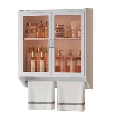 Imagem de Armário de banheiro sobre o vaso sanitário com barra de toalha, armário de armazenamento montado na parede, armário de medicamentos 110L para cosméticos, organizador de cozinha, solução para economia