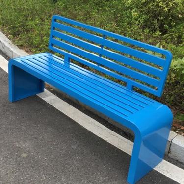 Imagem de Banco de jardim de pátio externo de metal, parque de namoradeira resistente com banco de encosto, bancos de parque ao ar livre para todos os climas, à prova de intempéries, para banhos de sol, pátio