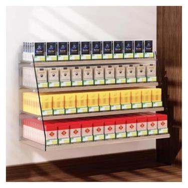 Imagem de Organizador de cigarros de acrílico, caixa de exibição automática de cigarros montada na parede, suporte de varejo de 79,5 x 28,4 x 48 cm para armazenamento eficiente e fácil acesso