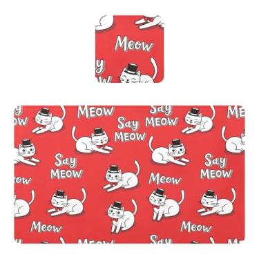 Imagem de Burbuja Jogo americano para gatos conjunto de 4 para mesa de jantar, tapetes de mesa de PVC à prova d'água, antiderrapantes, resistentes ao calor, fáceis de limpar, 30 x 45 cm