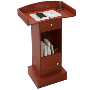 Imagem de Suporte de pódio de palestra, suporte de pódio portátil, mesa de recepção de palestrante, púlpito de igreja com prateleira e gaveta de armazenamento, palestre de madeira para reuniões discursos
