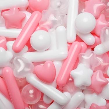 Imagem de STARBOLO Bolas de bola para crianças - 200 peças de tiras de corações de estrelas, bolas de brinquedo à prova de esmagamento, bolas de brinquedo Macaron de plástico para poços de bolas, brinquedos