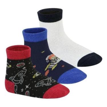 Imagem de Kit 3 Meias Infantil Bebê Cano Médio Escolar Molekinho Meninos Cor:ver