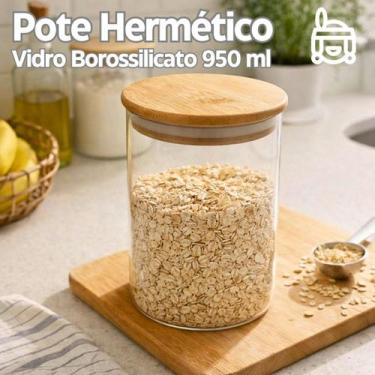 Imagem de Pote de Vidro Borossilicato com Tampa de Bambu e Fechamento Hermético 