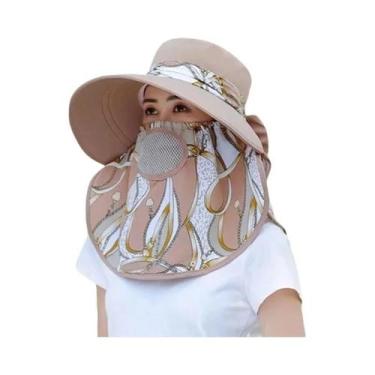 Imagem de Chapéu De Pescador Feminino De Verão Com Aba Larga E Estampa, Proteção