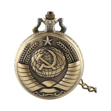 Imagem de Colar Com Relógio De Bolso Vintage Soviético Martelo E Foice Para Home